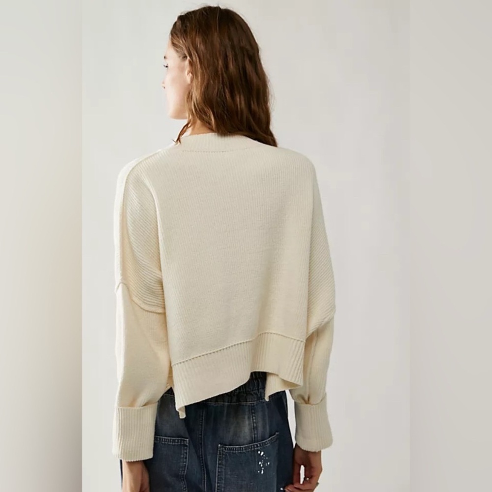 Free People Women's Cream Crew Neck Sweater - Picture 4 of 13